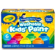 Crayola 6 count Washable Kids' Paint 2 ounce Bottles, Assorted Colors