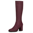 thumbnail image 1 of Unique Bargains Bottes Hauteur Genou à Talon Bloc à Bout Rond pour Femmes, 1 of 6
