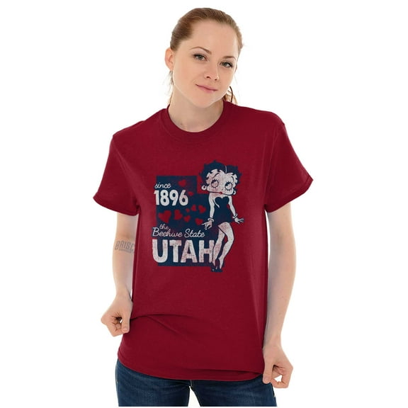 Vintage Betty Boop Utah State Outline Women Plus Size Graphic Tee Tees Brisco Brands 2X