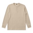 thumbnail image 6 of Linfrsh Tops for Men Men's Ribbed Henley Shirt Short Sleeve Slim Fit Muscle Shirt Fitted Cotton Casual Long Sleeve, 6 of 9