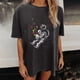thumbnail image 4 of Moda Mujer Damas Cayó Hombro Mangas Impresión suelta Manga corta Top Pullover Tops Pompotops hfajkhk139477, 4 of 8