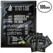 Stacy Lash Eye Pads for Eyelash Extension - 100 Pairs Set - Lint Free Patches with Vitamin C and Aloe Vera - Hydrogel Eye Pads