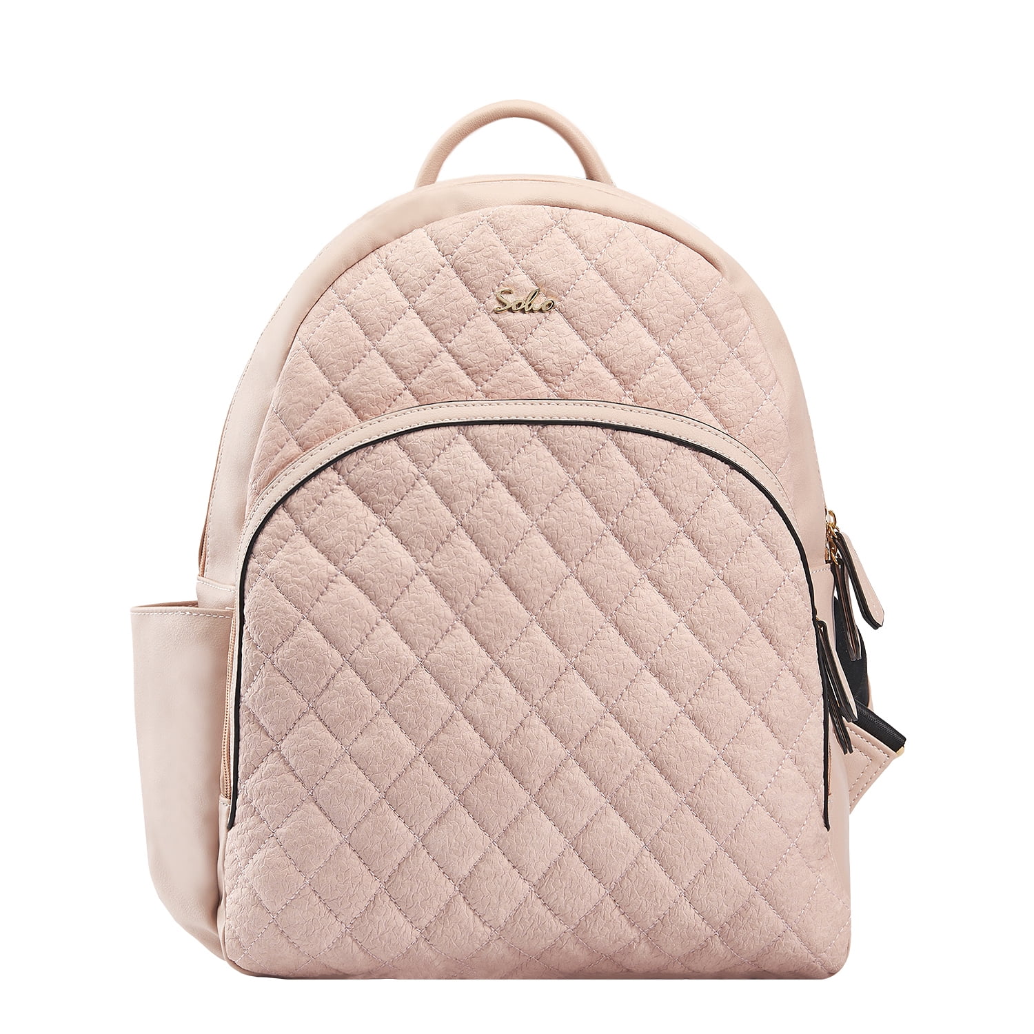 pink leather backpack diaper bag
