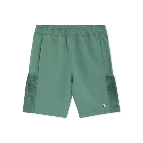 Champion Boys Mesh-Side Woven Shorts with Pockets - Dark Forest - Size Large