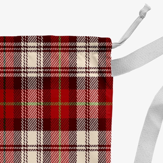 Simply Daisy Plaid 18 x 29 in Dark Red Laundry Bag