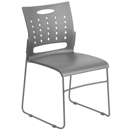 Durable Series Sled Base - Lancaster Home HERCULES Series 881 -pound Capacity Black Sled Base Stack Chair with Air-vent Back