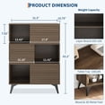 thumbnail image 2 of Senfot Modern Accent Cabinet with Doors and 3-Tier Storage Cabinet, Wooden Buffet Display Stand with Strong Legs for Dining Room,Kitchen, Living Room, Hallway,Brown, 2 of 9