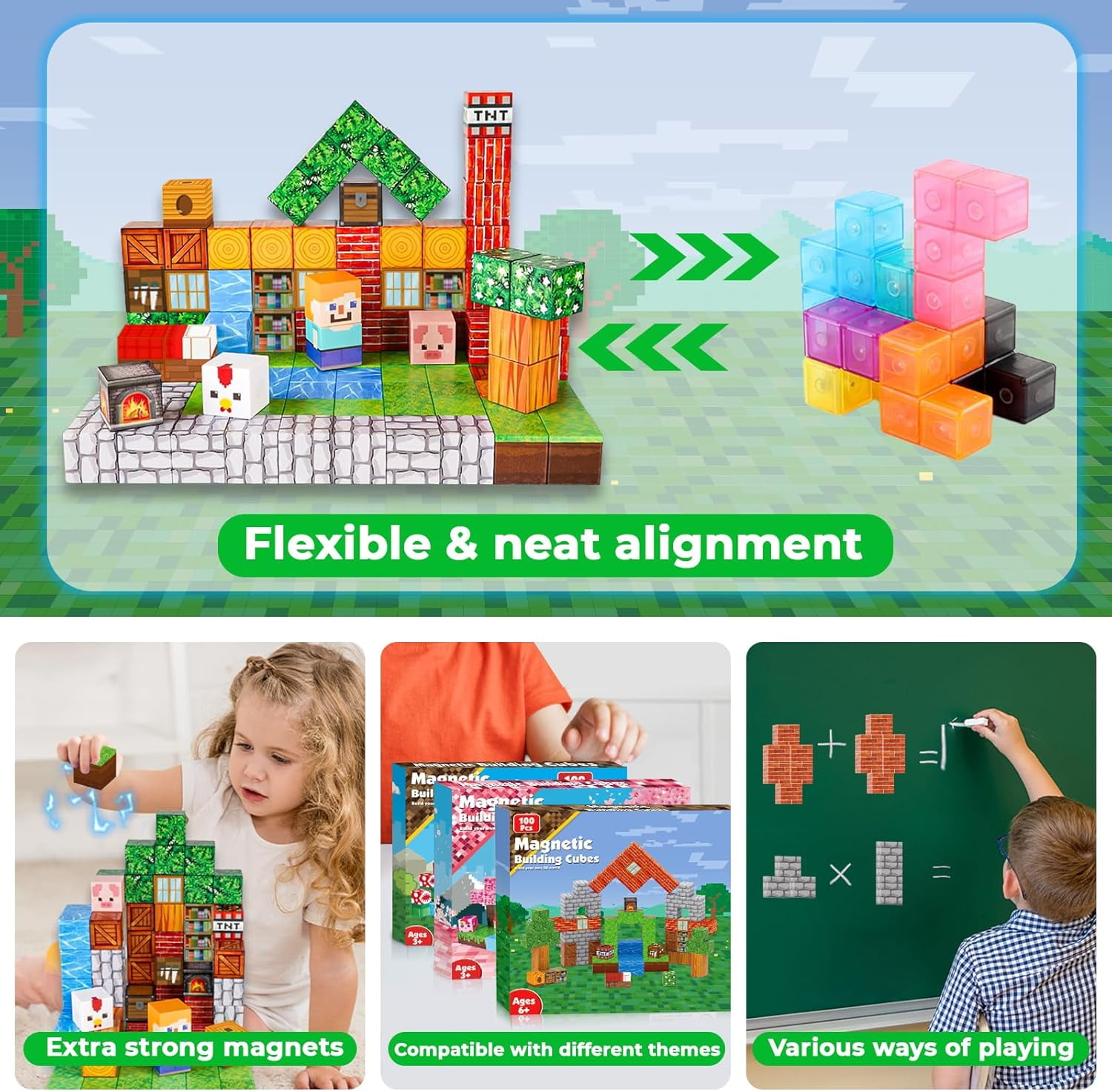 Annexfun Magnetic Blocks |100PCS Magnetic Building Cube Game
