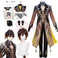 thumbnail image 4 of Disfraz de Zhongli, juego de cosplay Genshin Impact, disfraces de fiesta de Halloween y zapatos, pelucas, disfraz de Zhong Li, traje de Genshin Impact, 4 of 5