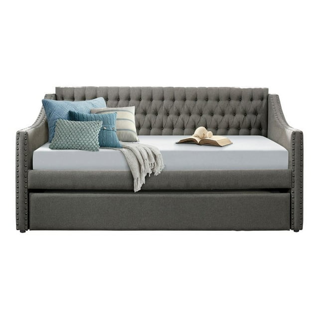 Lexicon Tulney Upholstered Daybed with Trundle in Dark Gray