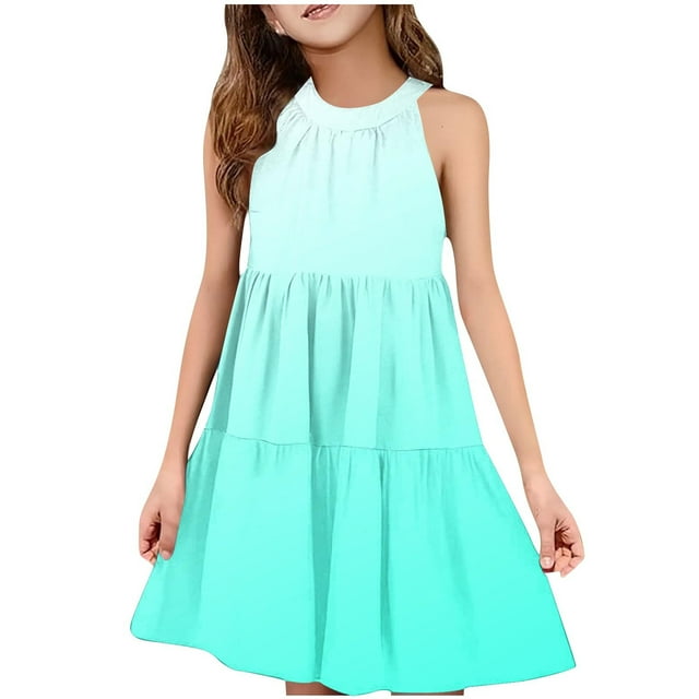 Robes d'Été Décontractées Robe d'Été Décontractée Filles Col Rond Sans Manches Robe Patchwork Robe Ludique Confortable Robe d'Été Décontractée Robes d'Été Mignonnes Robes d'Été Filles Robes d'Été
