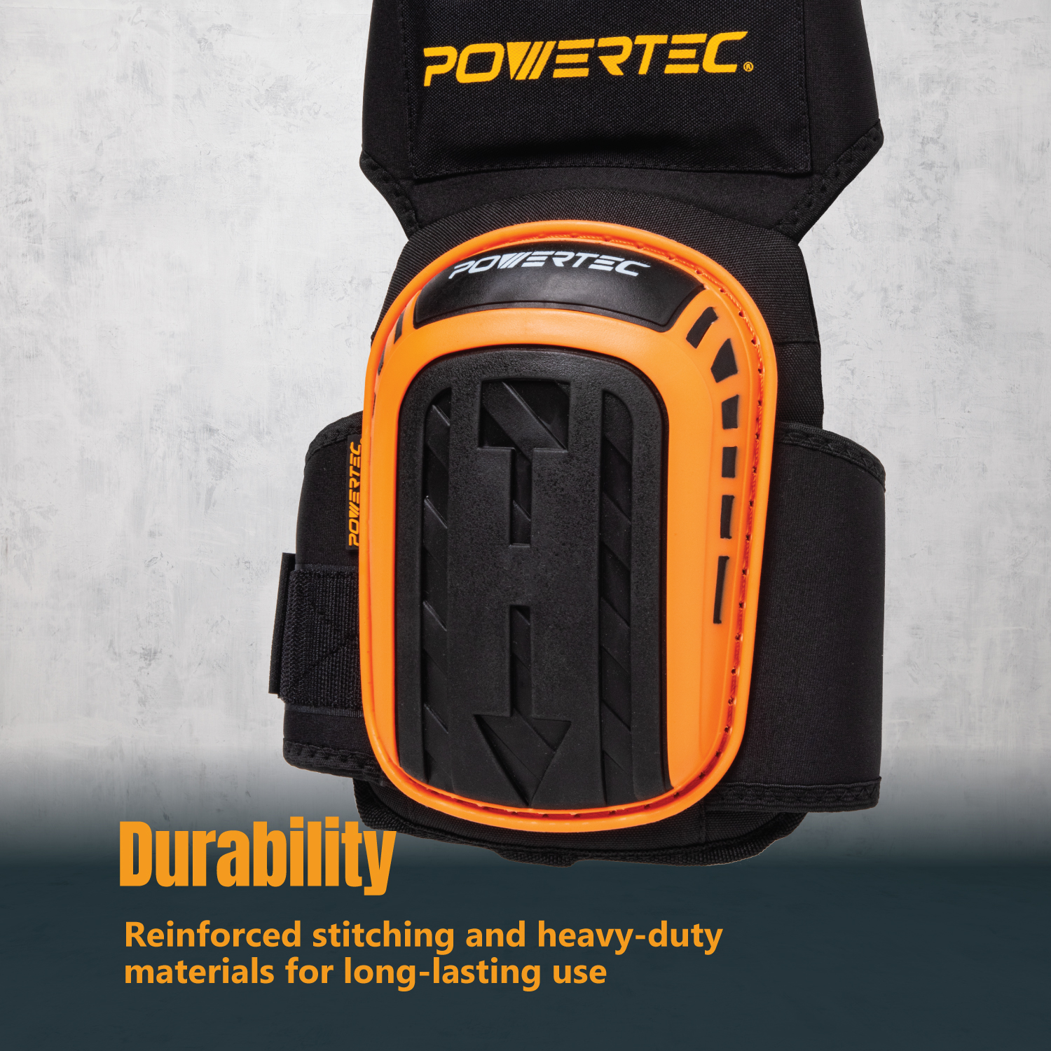 POWERTEC Safety Knee Pads for Men and Women Knee Support with Adjustable Thigh Straps Heavy Duty Shell Soft Foam and Extra Thick Gel Cushion for Work, Construction, Flooring, Roofing (71880)
