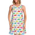 thumbnail image 1 of Easygdp Colorful Bus para Vestido Transpirable de Mujer, Vestido Suelto de Manga Corta con Pliegues y Bolsillos para el Verano, 1 of 7