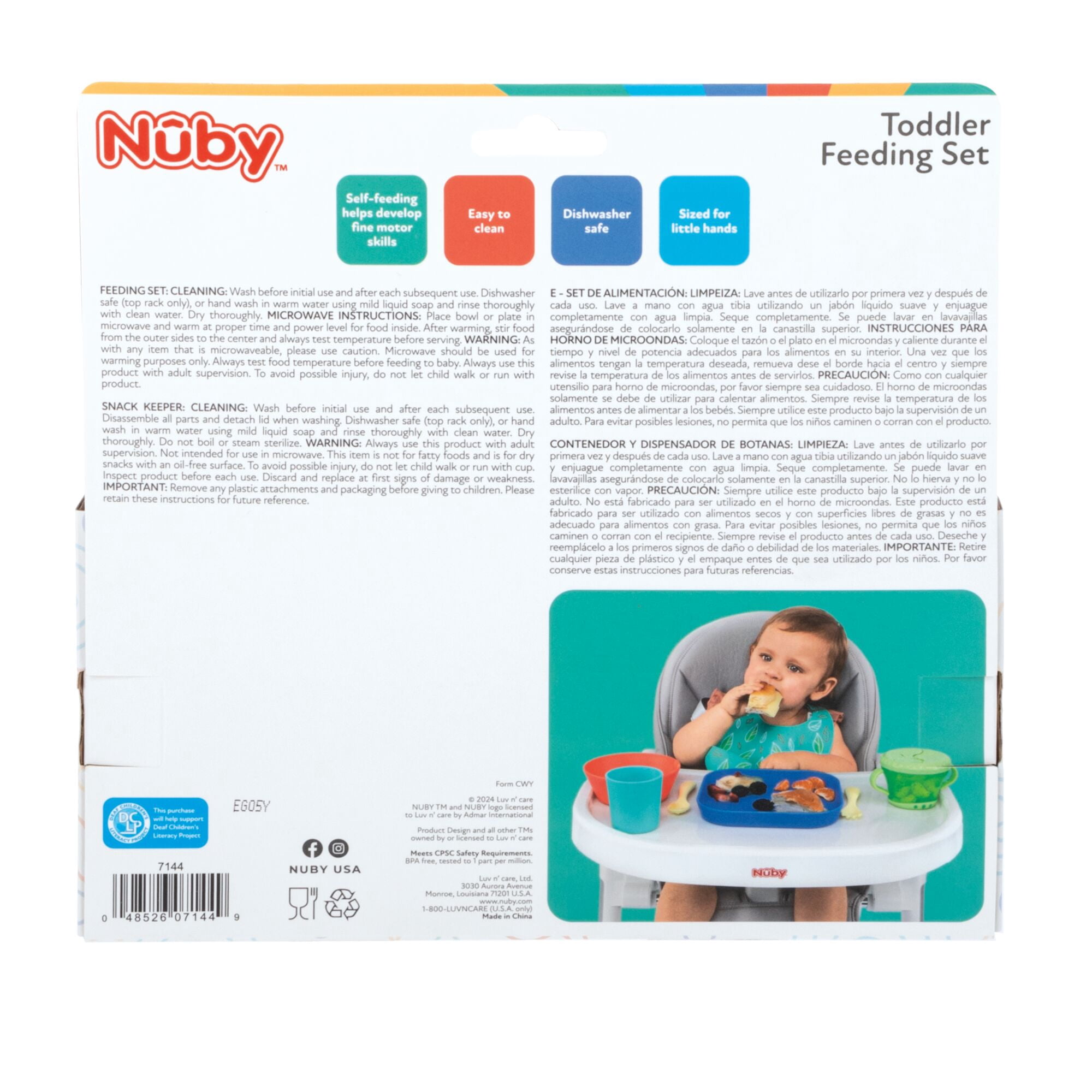 Nuby 6-Piece Toddler Feeding Set with Plate, Bowl, Snack Keeper, Cup, and Utensils