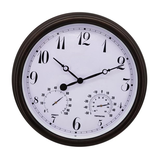 Vintage Outdoor Clock Display Temperature and Humidity Wall Clock for