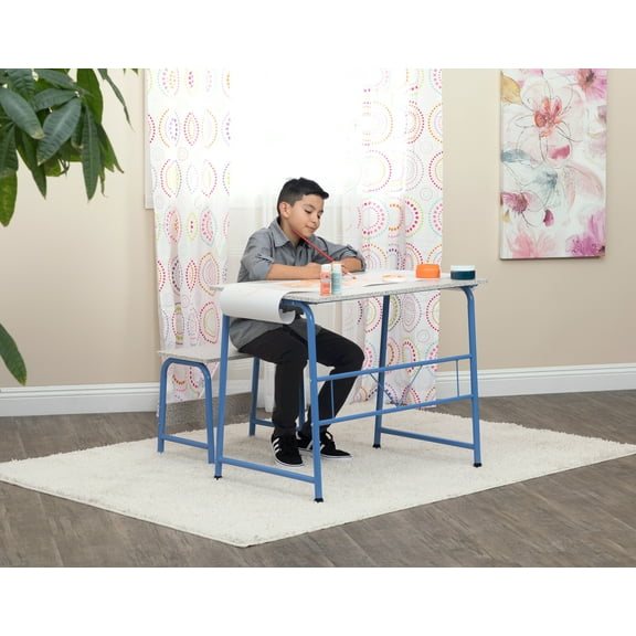 Studio Designs Project Center 2-Piece Metal Art Desk and Bench, Blue 55123