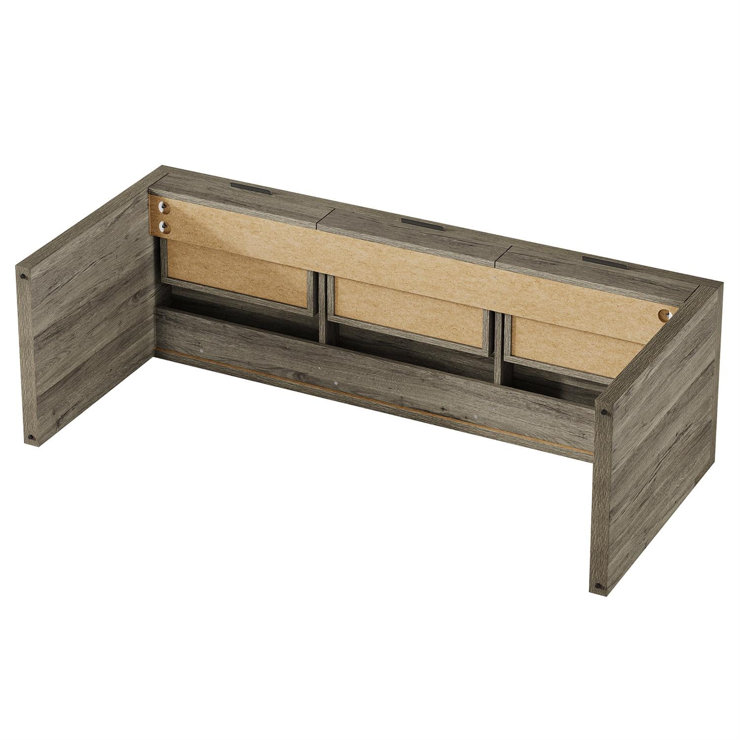 Demi Bonn 62" Modern Gray Wooden Desk, Large Office Writing Table for Living Room, Home Office Furniture, Space-Saving, Gray