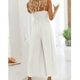 thumbnail image 3 of Women's Summer Casual Spaghetti Straps Sleeveless V Neck Cutout High Waist Wide Leg Jumpsuits Rompers with Pockets, 3 of 5