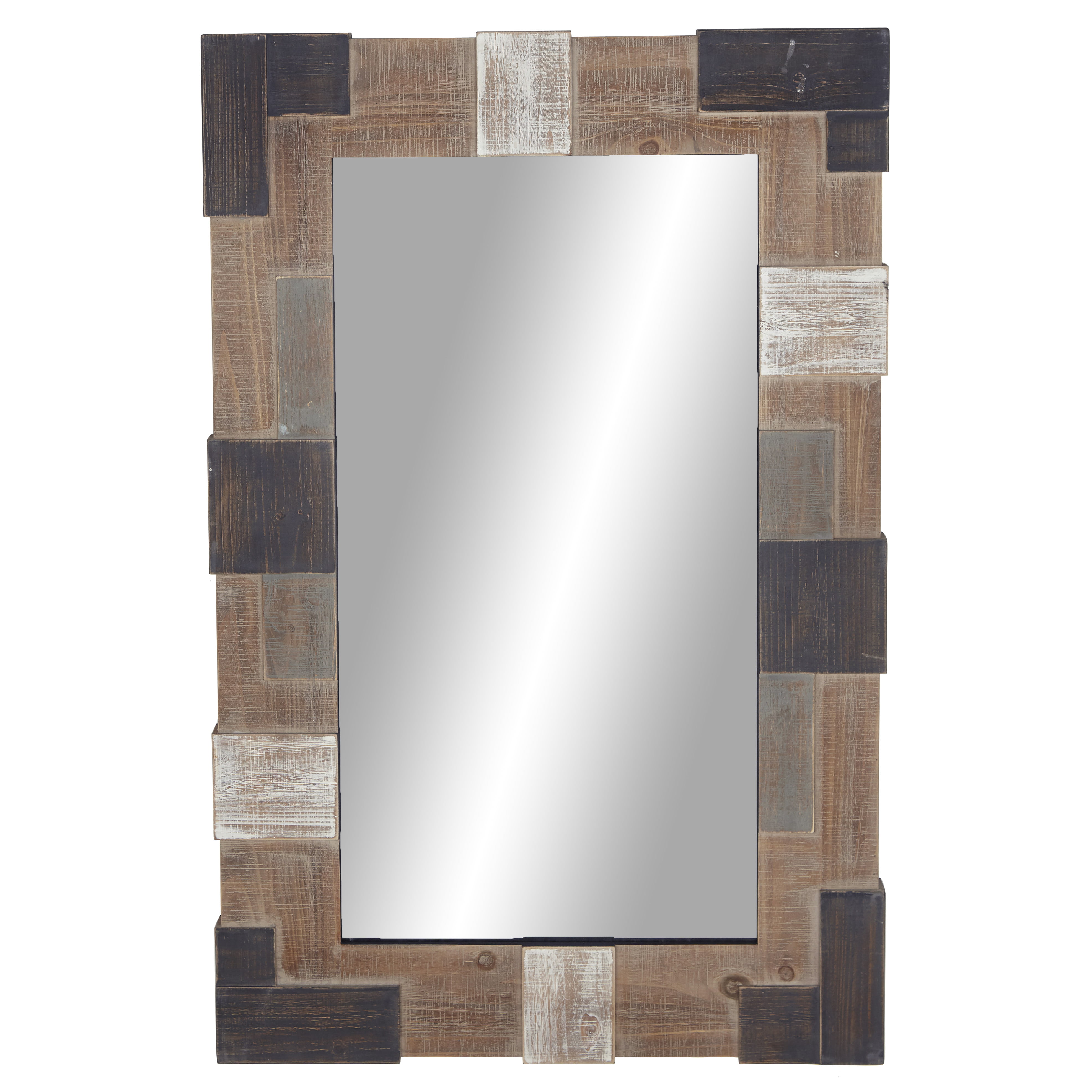Heritage Wall Mirror Square Brown Walnut Large Decorative Accent Hanging 24 inch