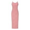 thumbnail image 5 of Summer Dress Plus Size Sleeveless Crew Neck Women Casual Maxi Bodycon Party Wedding Guest Dress Pink M, 5 of 9