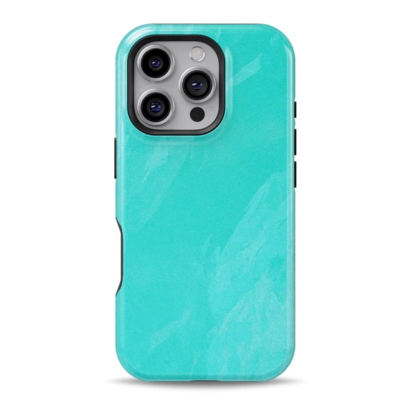 DesignSkinz Scratch-Resistant Hard Slim Case Compatible with iPhone 16 (Compatible with MagSafe) - Subtle Neon Turquoise Surface