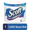 Scott 1000 Toilet Paper, 1 Roll, 1000 Sheets, 1-Ply, Septic-Safe
