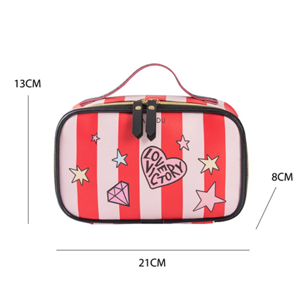 Woman Accessories Striped Love Lips Print Portable Multifunctional Wash Bag High Capacity Makeup