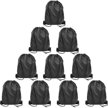 Fitting 20-Piece Black Polyester Drawstring Backpack