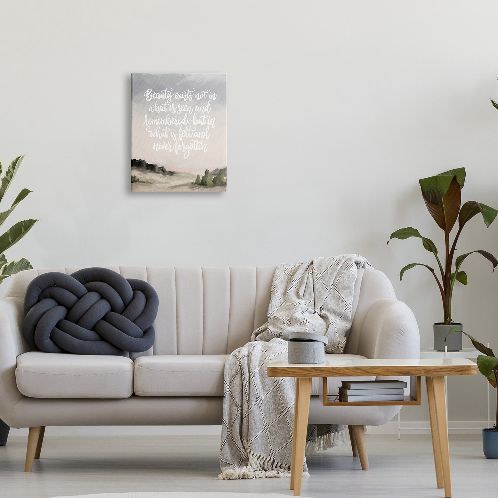 Stupell Industries Beauty is Never Forgotten Quote Minimalistic Rural Landscape ,24 x 30, Design by House Fenway