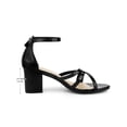 thumbnail image 2 of BLISSFUL STEP Women's Block Heel Ankle Strap Round Toe Heels Sandals Black (Size 6), 2 of 7