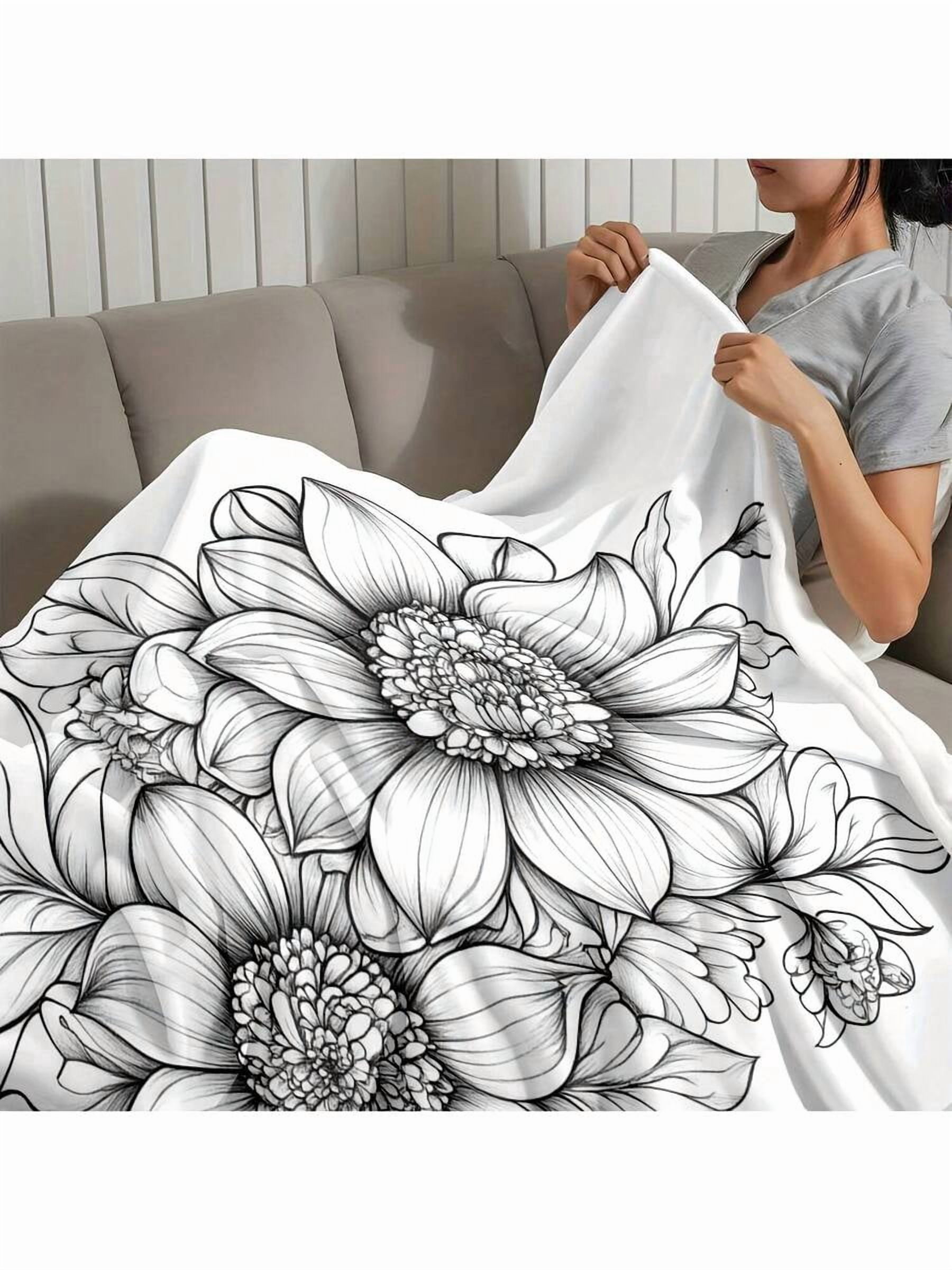 Elegant Mandala Coloring Page Blanket Soft Flannel Bedspread With Intricate Mandala Patterns, AllSeason Cozy Bed Sofa Travel Throw, Adult Coloring Book Gift For & Men, Available In Multiple Sizes