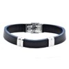 Arista Men's Bracelet in Black and Blue Leather Stainless Steel, 8.5"