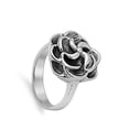 thumbnail image 4 of Oxidized Rose Flower Wide Vintage Ring .925 Sterling Silver Band Jewelry Female Male Unisex Size 10, 4 of 4
