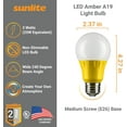 thumbnail image 3 of Pack of 3 Sunlite LED A Type Colored 3W Light Bulb Medium (E26) Base, Yellow, 3 of 5
