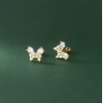 thumbnail image 6 of K-KED 925 Sterling Solid Silver Crystal Zircon Butterfly Plain Stud Earrings / Studs-Silver, 6 of 6