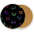 thumbnail image 2 of Coolnut Halloween Neon Face Coasters for Drinks Set of 4, Absorbent Ceramic Drink Coaster with Cork Base for Wooden Coffee Table, Cool Housewarming Gift for Home Decor Gifts, 2 of 6