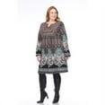 thumbnail image 1 of Ps6370-01-1TG Robe Chandail Brodée Phebe Grande Taille , Marron - 1X, 1 of 1