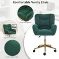 thumbnail image 3 of Sweiko Green Desk Chair with Teddy Sherpa Fabric for Home Office Height Adjustable Vanity Chair with Back Cute Office Chair with Wheels and Arms, 3 of 8
