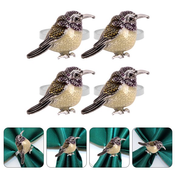 QUMIIRITY 4Ud Decorativos Para Servilletas Con De Pájaro De Metal Para Fiestas