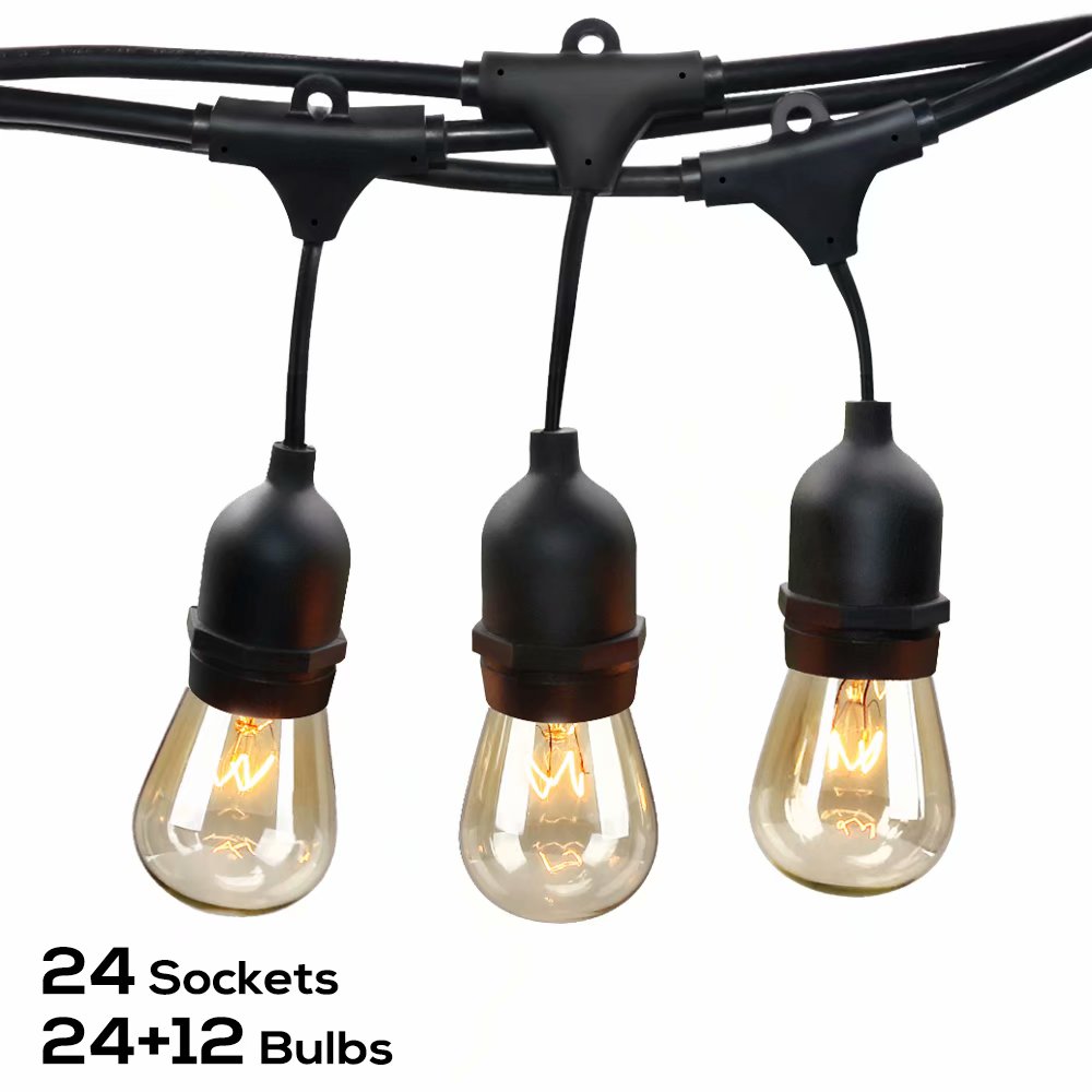 50ft Commercial Weatherproof String Lights, Outdoor String Lights for Party, Restaurant, Garden