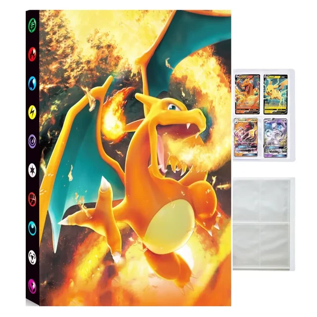 Classeur d'Album de Cartes à Collectionner, Chemise de Protection Album de Cartes de Collection, Classeur de Cartes à Collectionner, 4 Pochettes avec 30 Pages Capacité de 240 Cartes à Collectionner, Cadeau pour Enfants-FL3
