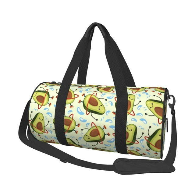 Fotbe Avocado Doing Sport Pattern Foldable Sports Gym Bag with Wet Dry Pocket, Travel Bag, Large Capacity Duffel Bag, Splash Proof Carry on Bag, Overnight Bag, Weekender Bag