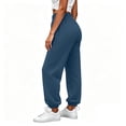 thumbnail image 5 of Women's Jogger Pants, Elastic Waist Solid Casual Pants with Side Pockets, Running Fitness Workout Wear, Womens Joggers | VerBelle,Navy XL, 5 of 8
