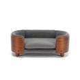 thumbnail image 2 of Pefilos 26" Pet Sofa for Indoors Dogs, Cat and Dog Bed with Solid Wood Legs and Walnut Bent Wood Back, Cashmere Cushion, Gray, 2 of 9