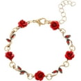 thumbnail image 2 of 1pc Alloy Rose Flower Link Bracelets for Women Red 8-7/8 inch(22.5cm), 2 of 2
