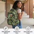 thumbnail image 5 of Yspwyqan Woodland Camo School Backpack for Kids Teens, Bass Fish Soccer 600D Polyester Lightweight Bookbag, Multi-Pocket Fits 15.6 Laptop for Elementary Middle High, 5 of 7