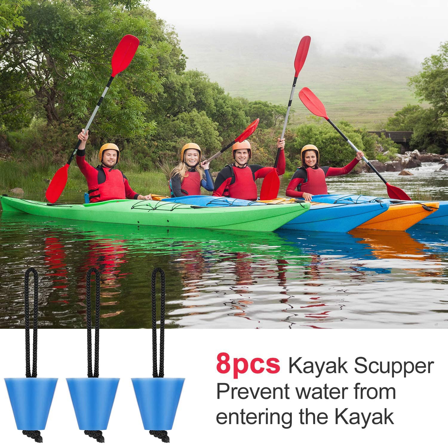 4/8pcs Silicone Kayak Scupper Plug Kit Canoe Drain Holes Stopper Bung Universal 