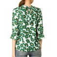 thumbnail image 4 of Allegra K Women's Floral Ruffle Sleeves Pleated Stand Collar Blouse, 4 of 7