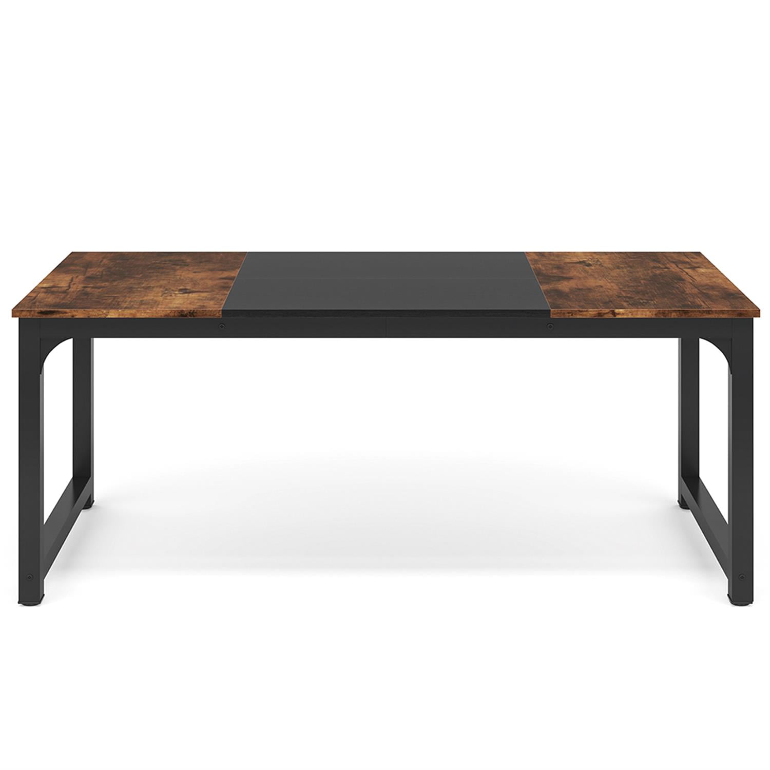 Demi Bonn 63" Modern Large Computer Desk, Rectangular Meeting Table Executive Desk, Simple Study Work Desk for Home Office, Study, Living Room, Brown