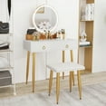 thumbnail image 5 of Costway Vanity Makeup Dressing Table Stool Set 3-Color Lighted Mirror with Drawers White, 5 of 10